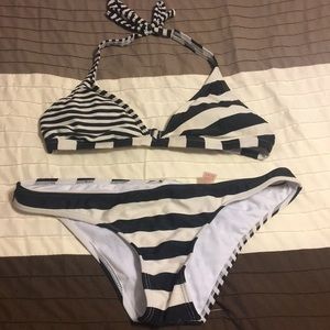 Black and white striped swimsuit